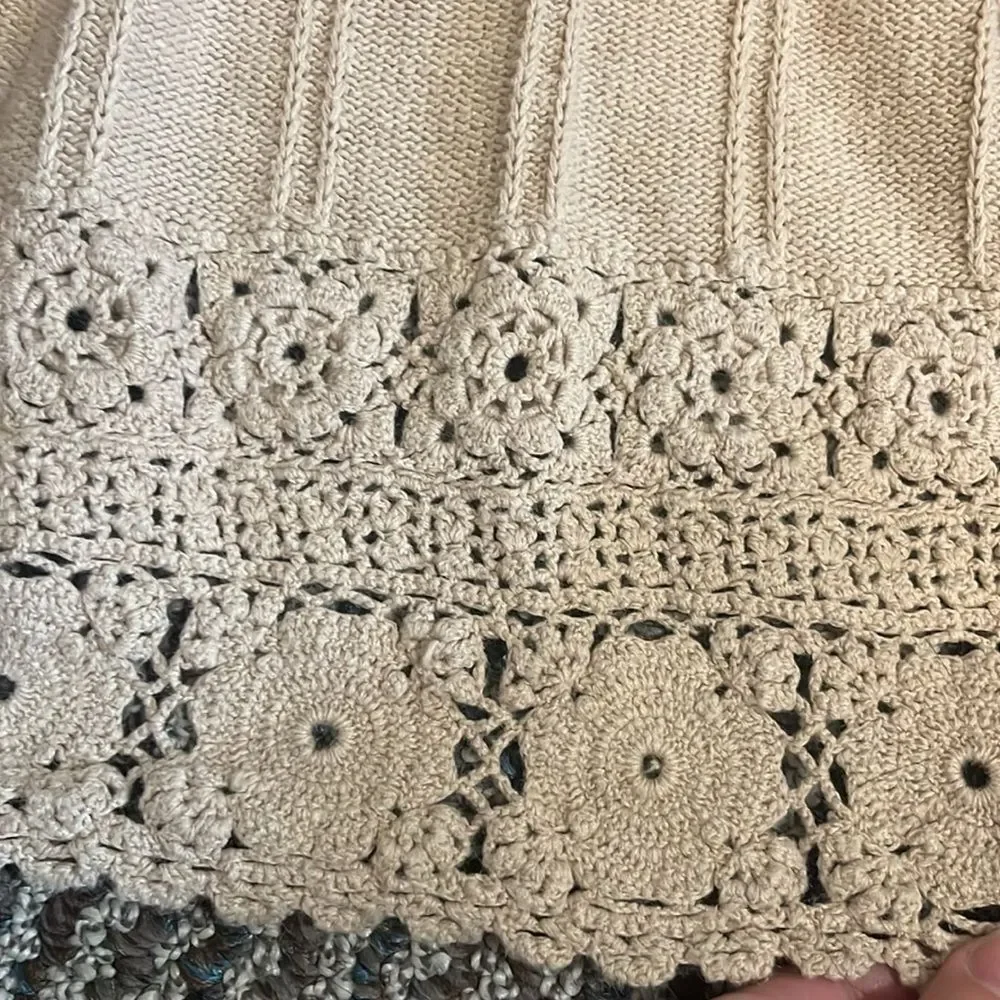 Vintage OBR Crochet Button Down Cardigan Sweater Cottage Core Classic Preppy L